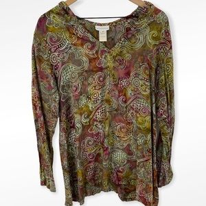 Soft Surroundings Tie Dye Paisley Hooded Top